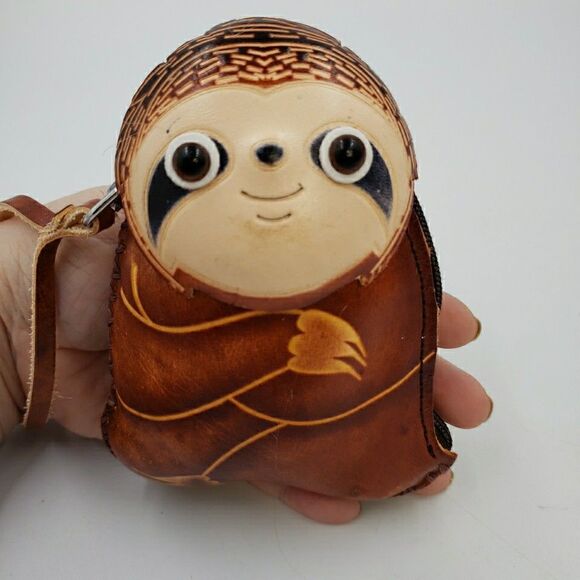 Sloth Leather Wristlet Wallet Handmade Cute Lazy Animal Zip Coin Purse Fun Gift - Picture 9 of 12